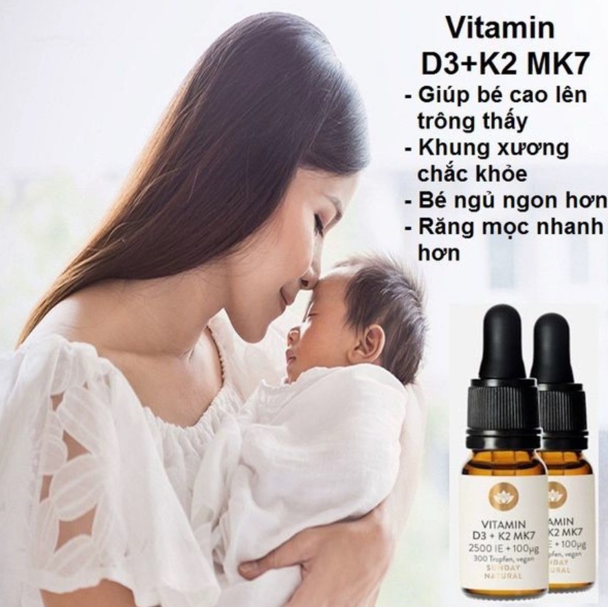 Vitamin D3 K2 MK7 Sunday Natural Của Đức Tăng Chiều Cao Cho Bé